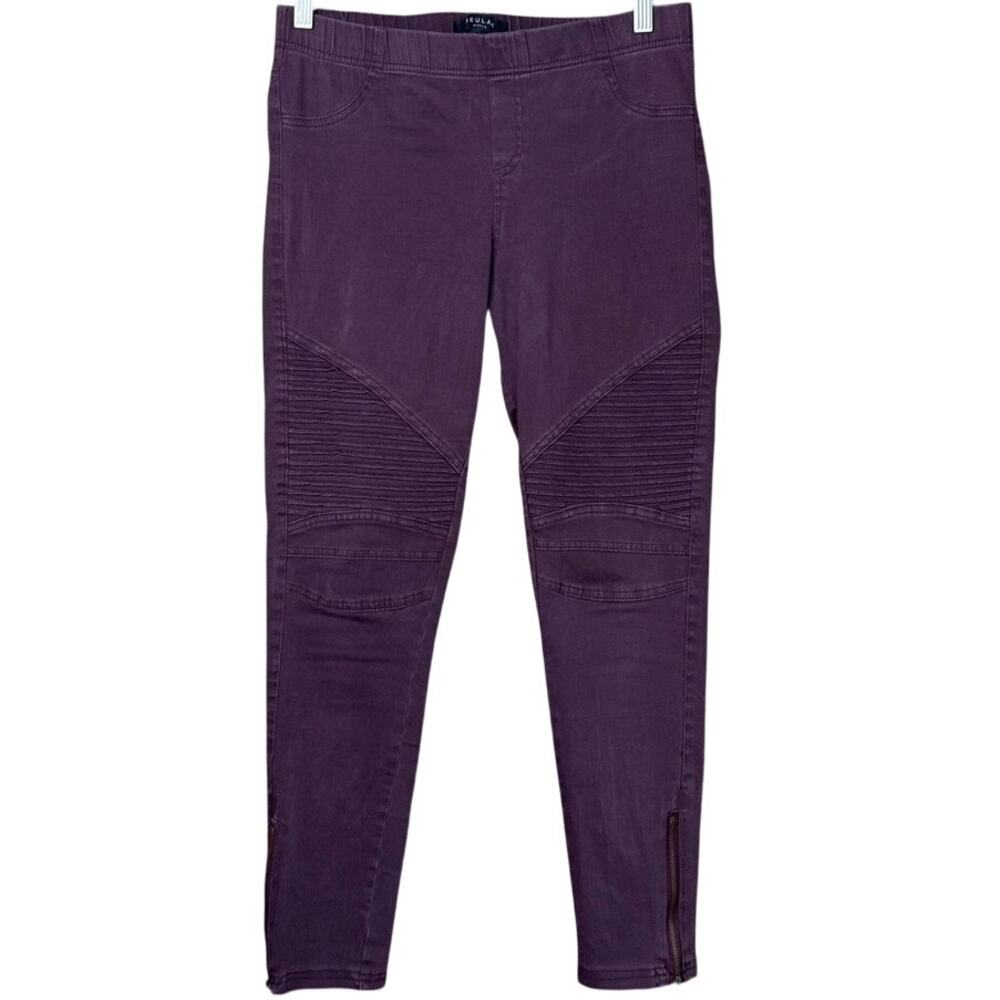 Beulah Style Moto Leggings Jegging Jeans Eggplant Purple SZ Large